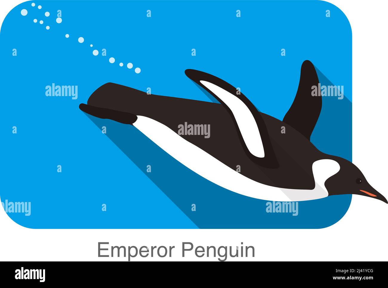Kaiserpinguin schwimmend im Wasser, Pinguin-Samenserie, Vektor Stock Vektor