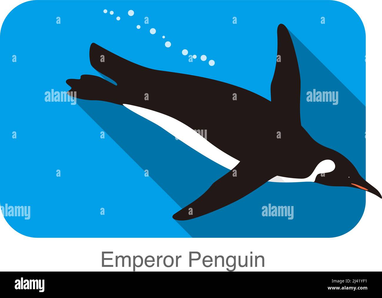 Kaiserpinguin schwimmend im Wasser, Pinguin-Samenserie, Vektor Stock Vektor
