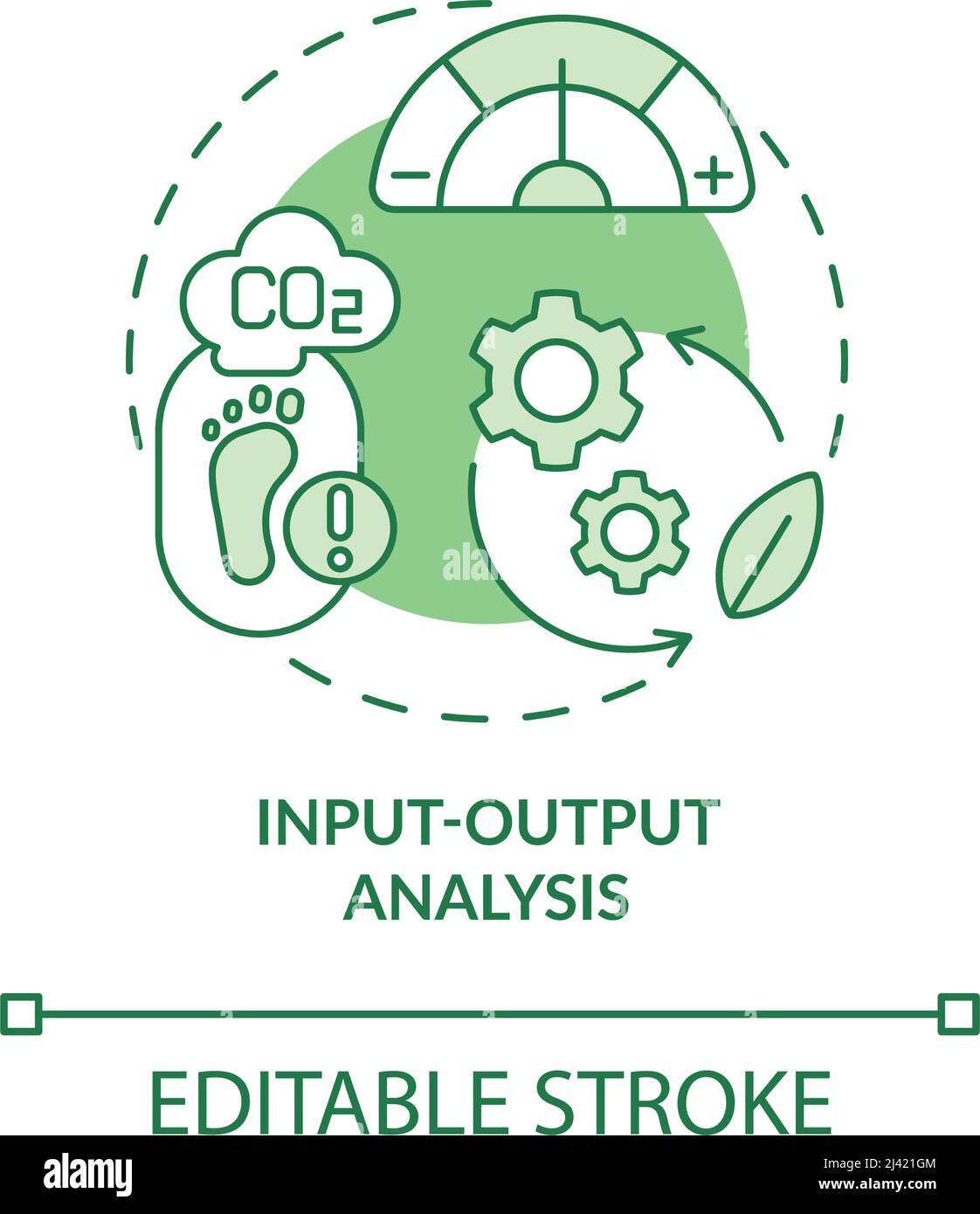 Grünes Konzeptsymbol für die Analyse der Eingangsausgabe Stock Vektor