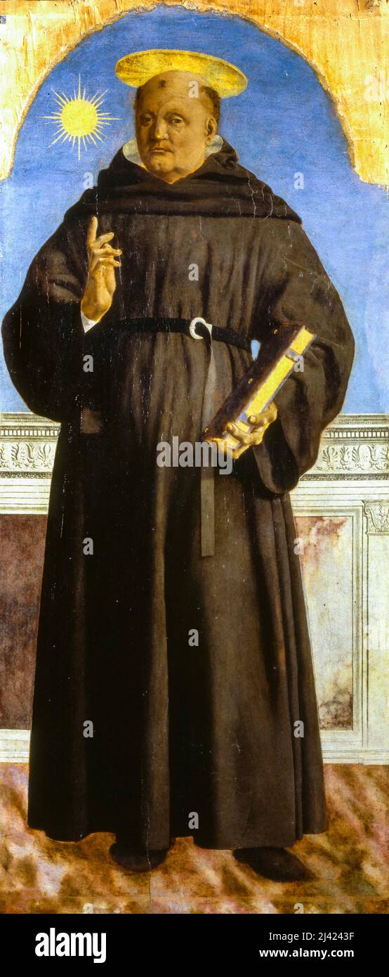 St. Nikolaus von Tolentino, Gemälde von Piero della Francesco, 1454-1459 Stockfoto