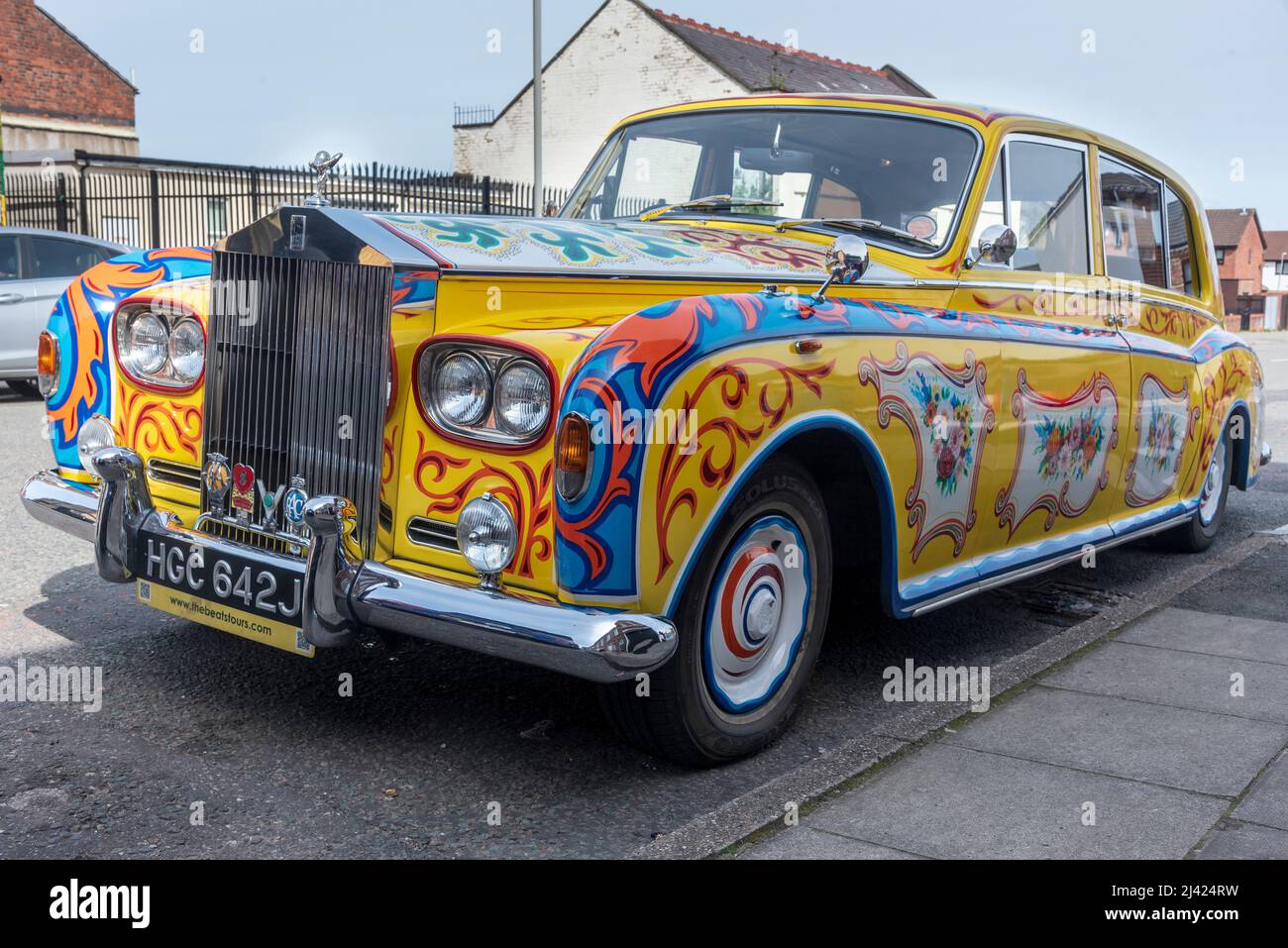 John Lennons Magical Mystery Tour Psychedelische Rolls-Royce Phantom V Limousine. Stockfoto