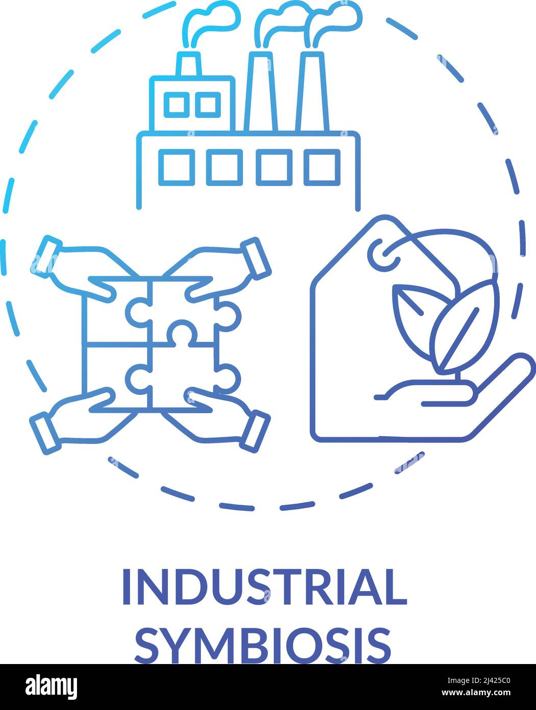 Industrial Symbiose Blue Gradient Concept Icon Stock Vektor