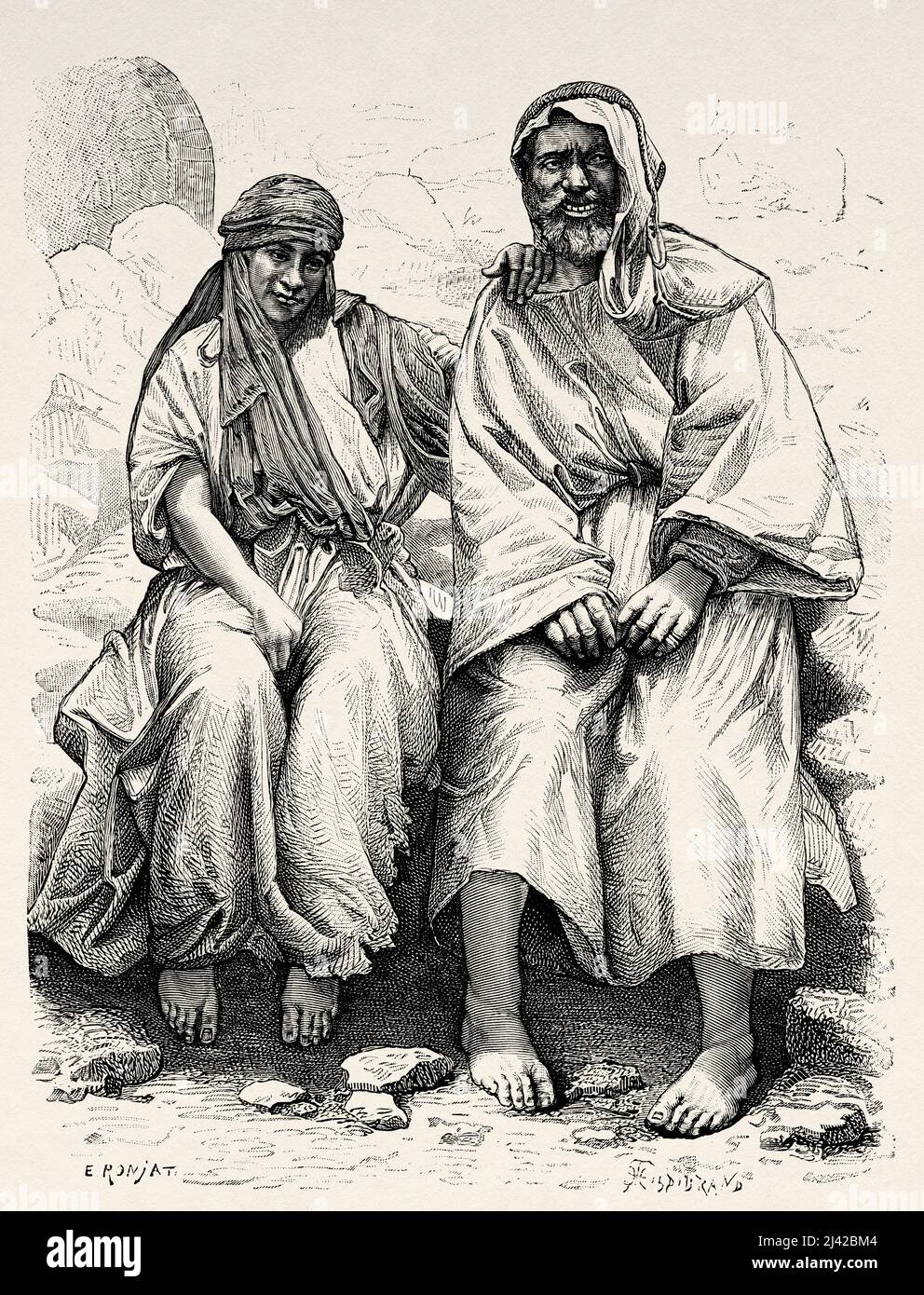 Menschen in Tiberias. Israel, Naher Osten, Orient. Syrien von Charles Louis Lortet (1836-1909) Le Tour du Monde 1882 Stockfoto
