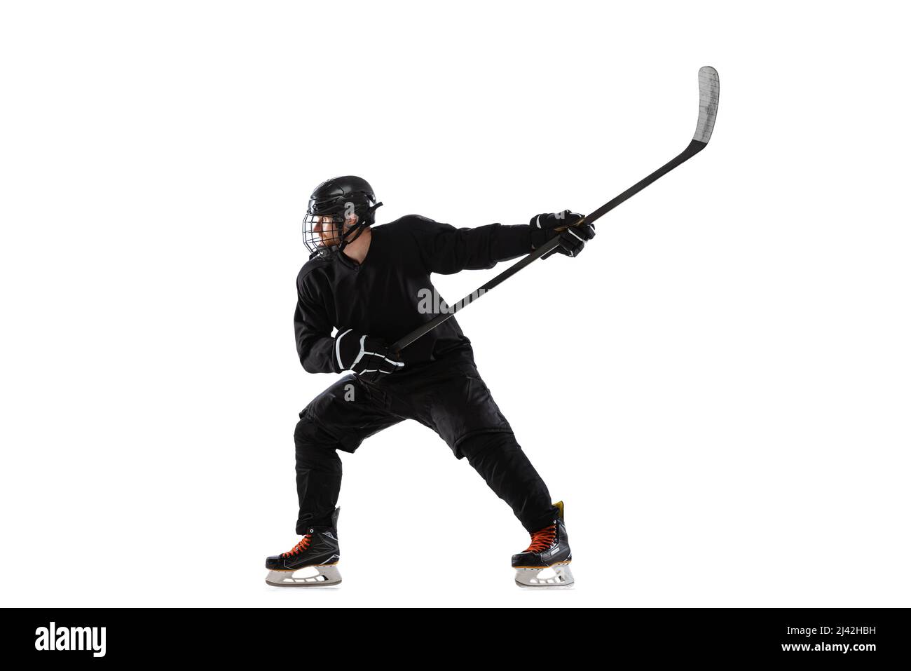 Eishockey-Spieler Skelett - 3D-Darstellung der männlichen menschlichen Skelett  Figur mit Hockey-Stick trägt Helm und Pads isoliert auf weißem Studio  Rücken Stockfotografie - Alamy