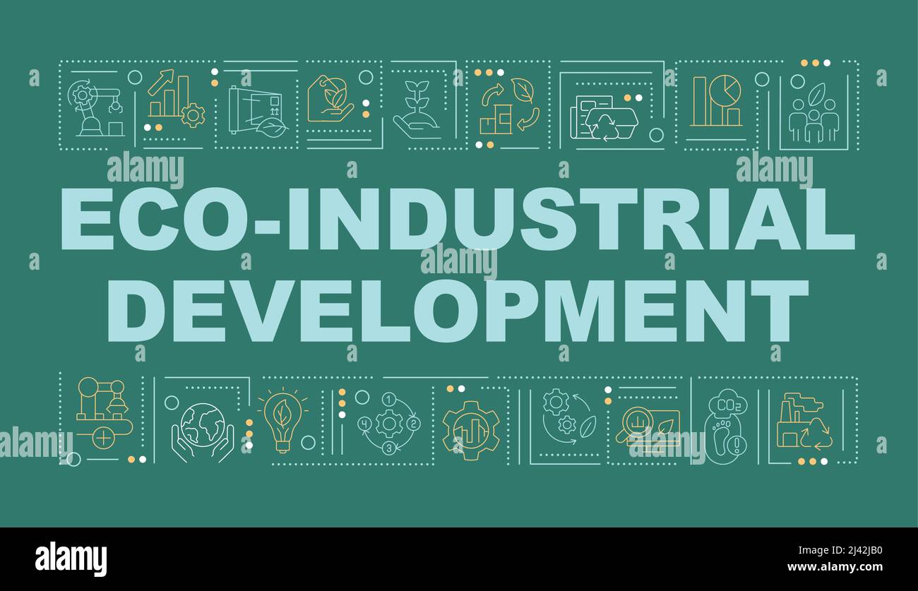 Eco industrielle Entwicklung Wort Konzepte dunkelgrün Banner Stock Vektor