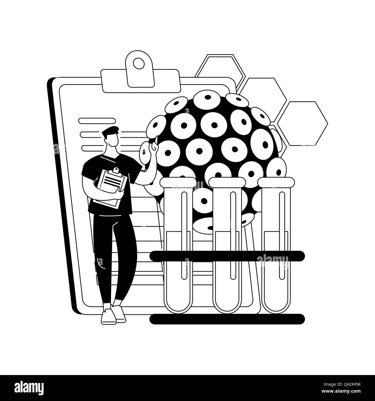 HPV Test Abstract Concept Vektor Illustration. Humanes Papillomavirus Testkit, Ergebnisse, Tests für Mann, Untersuchung für Frauen, Gebärmutterhalskrebs zu verhindern Stock Vektor