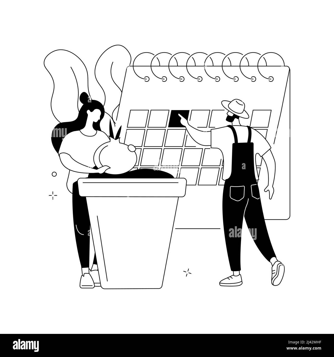 Pflanzbirnen abstrakte Konzept Vektor Illustration. Garten Saisonarbeiten, Frühjahrspflanzung, Blumenbeet, Bodenbearbeitung, Gartentherapie, Container gr Stock Vektor