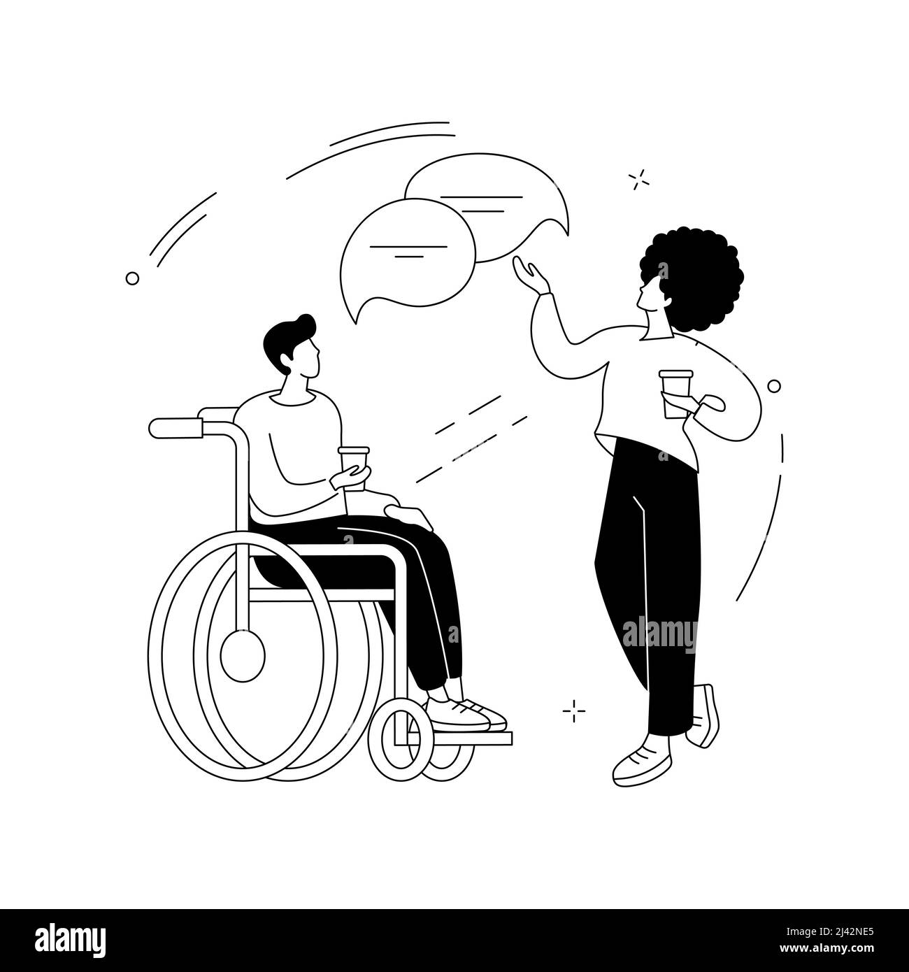 Soziale Anpassung von behinderten Menschen abstrakte Konzept Vektor Illustration. Anpassung von Kindern mit Behinderung, Anpassung an das soziale Umfeld, tec Stock Vektor