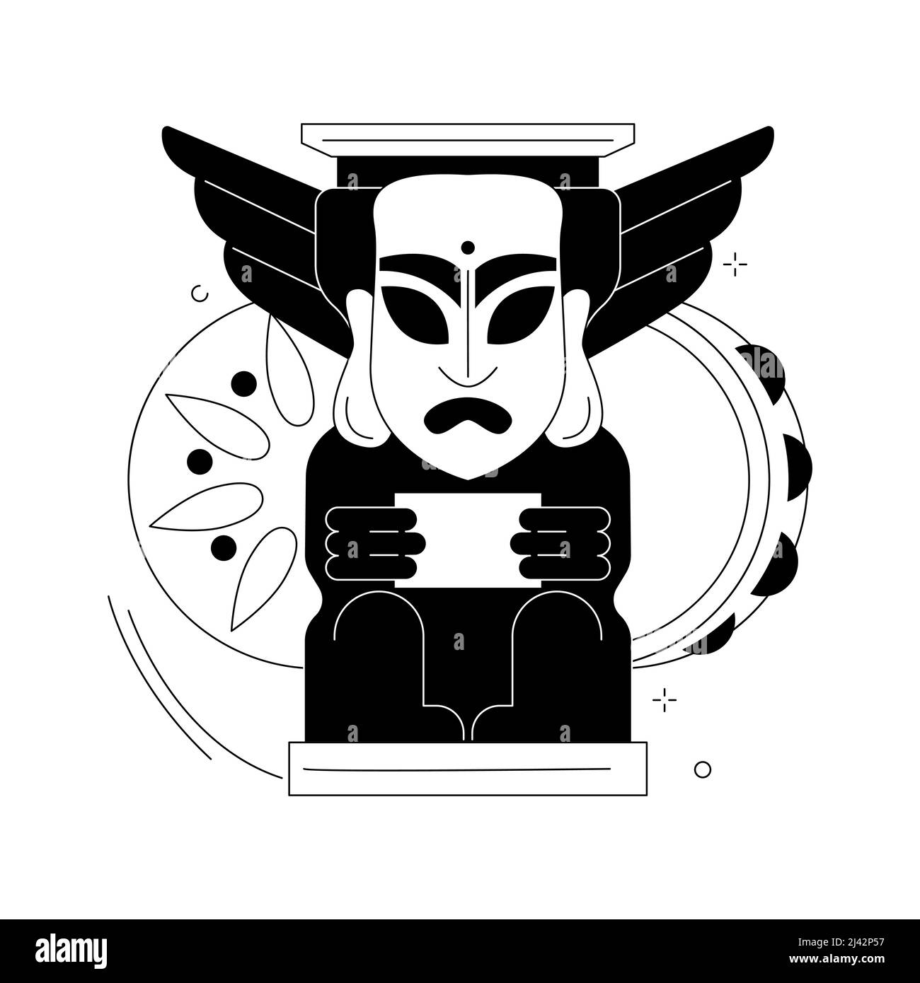 Indigene Religion abstrakte Konzept Vektor Illustration. Frühester Glaube, ethnische Religion, Naturverbundenheit, Verehrungspraxis, indisches Totem, gott sp Stock Vektor