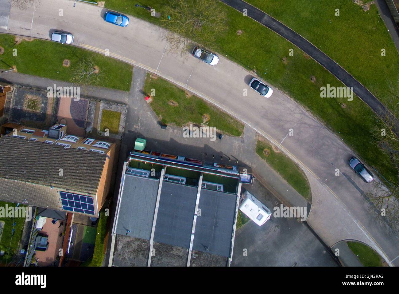 Luftaufnahme der Geschäfte, Cheltenham Avenue, Bransholme, Kingston upon Hull Stockfoto