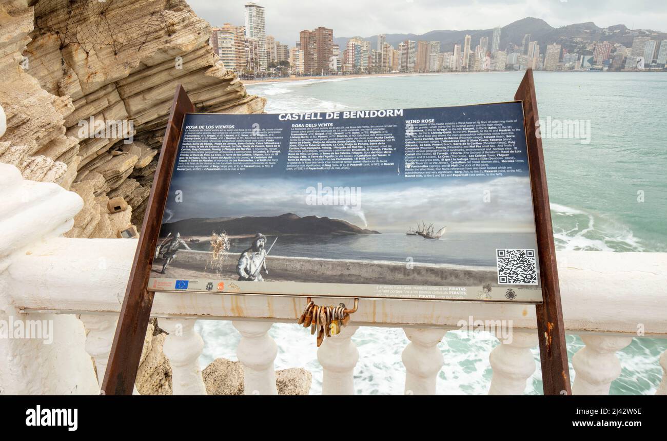 Balcon del Mediterraneo, Blick aus Benidorm, Spanien Stockfoto