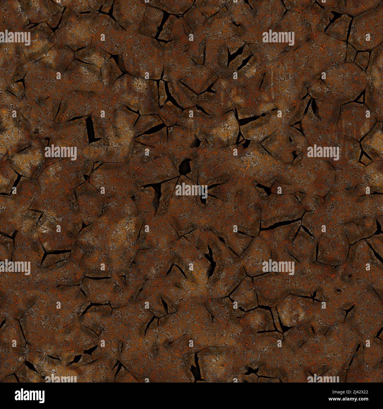 Rostig geschweißte Metallplatten mit alternativem Plattenlayout, verwelkt geschweißtes Metall. 3D erzeugt nahtlose Textur, High-Definition-Muster. Geröstet und cr Stockfoto