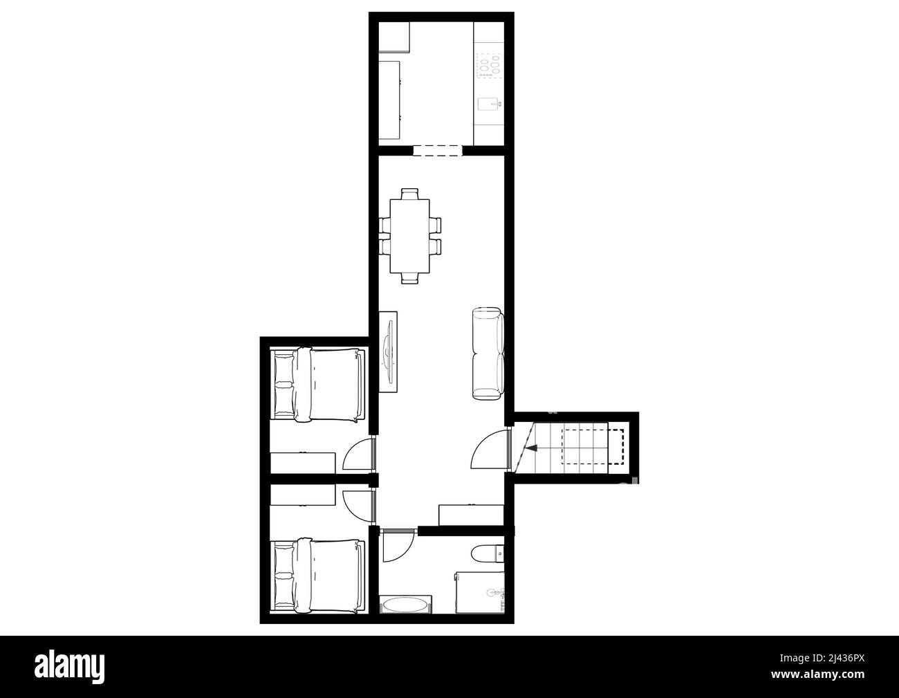 Unterirdischer Bunker. Bunker. Bunkerplan. Bunkerplan. 3D Abbildung. Grundriß. Bunker für Babys Grundriß. Unterirdisch. Stockfoto