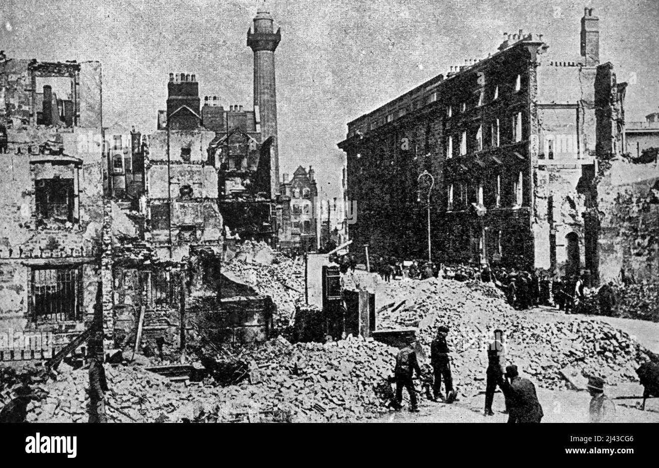 Sackville (jetzt O'Connell) Street, Dublin, nach dem Osteraufstand 1916 Stockfoto