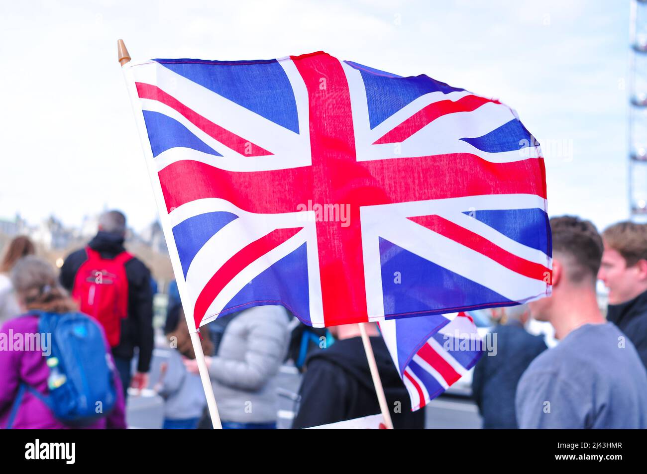 Nationalflagge des Vereinigten Königreichs von Großbritannien in London Stockfoto