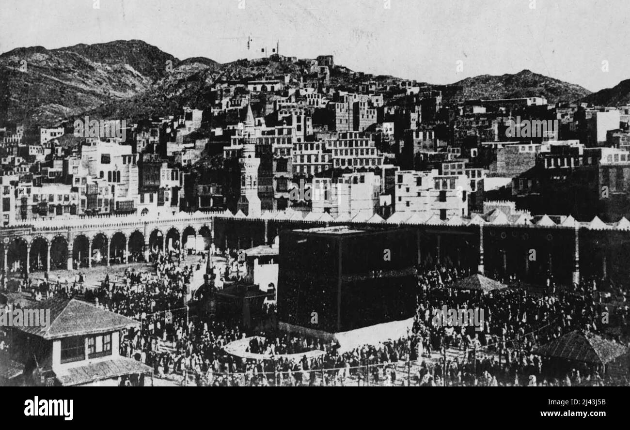 Mekka, die Moschee, zeigt Kaaba und Zem Zem. 22. Januar 1934. Stockfoto