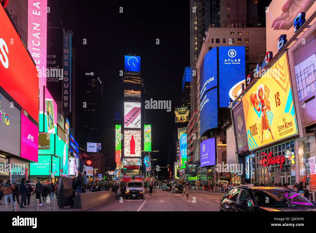 Berühmter Times Square bei Nacht, Manhattan, New York City Stockfoto