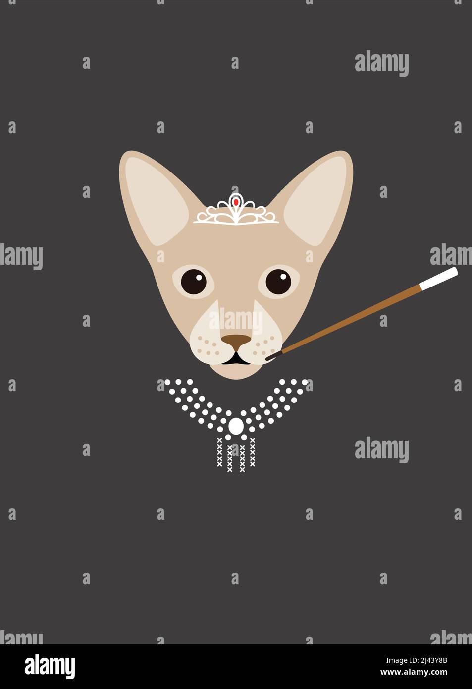 Porträt einer Katze, die eine Krone trägt, wie eine Königin, cooler Stil, Cosplay Stock Vektor