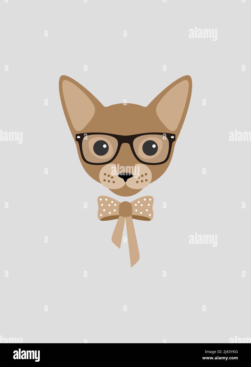 Porträt einer Katze, Brille tragen, wie eine Dame, cooler Stil, Cosplay Stock Vektor