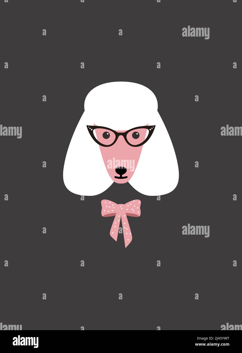 Porträt eines Hundes, Brille tragen, wie eine Dame, cooler Stil, Cosplay Stock Vektor