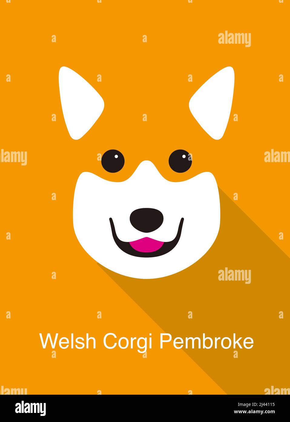 Welsh Corgi Pembroke, Hundegesicht flaches Icon-Design, Vektorgrafik Stock Vektor