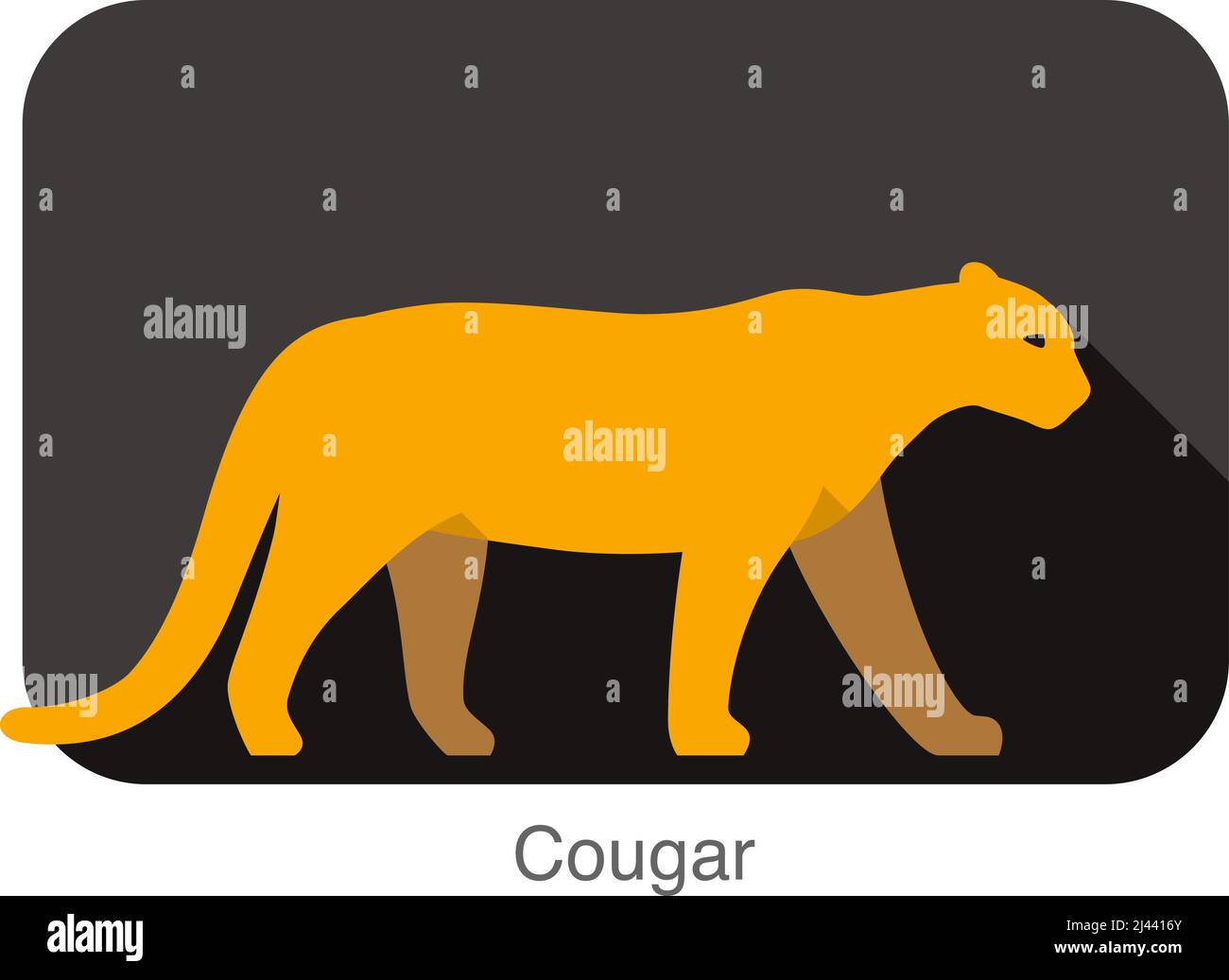 Cougar Katze Walking Side Flat 3D Icon Design Stock Vektor