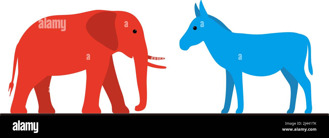 Demokratten Esel und republikanischen Elefanten flache Vektor-Illustration Stock Vektor