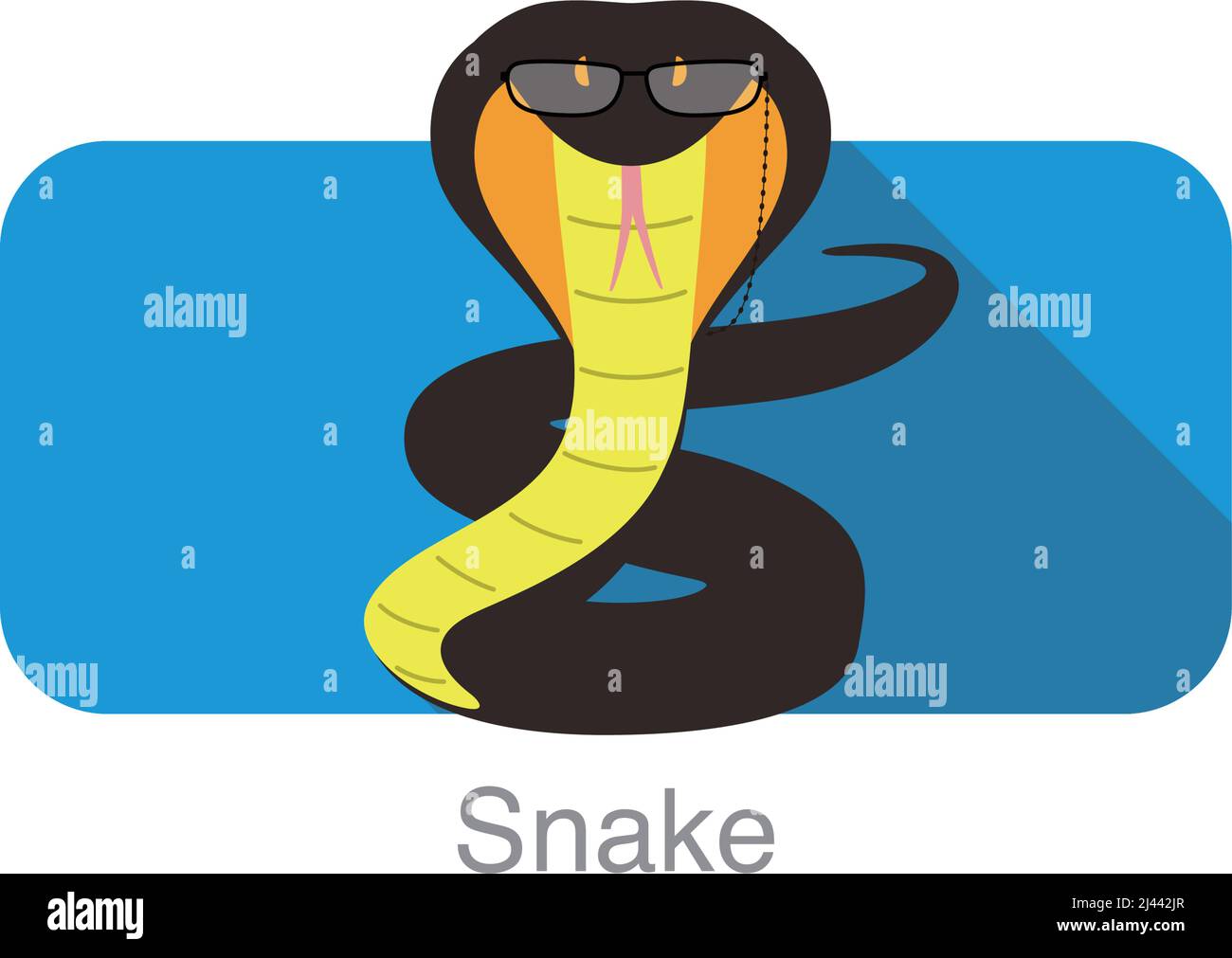 Cobra Schlange trägt eine Brille, flaches Icon-Design, Vektor-Illustration Stock Vektor