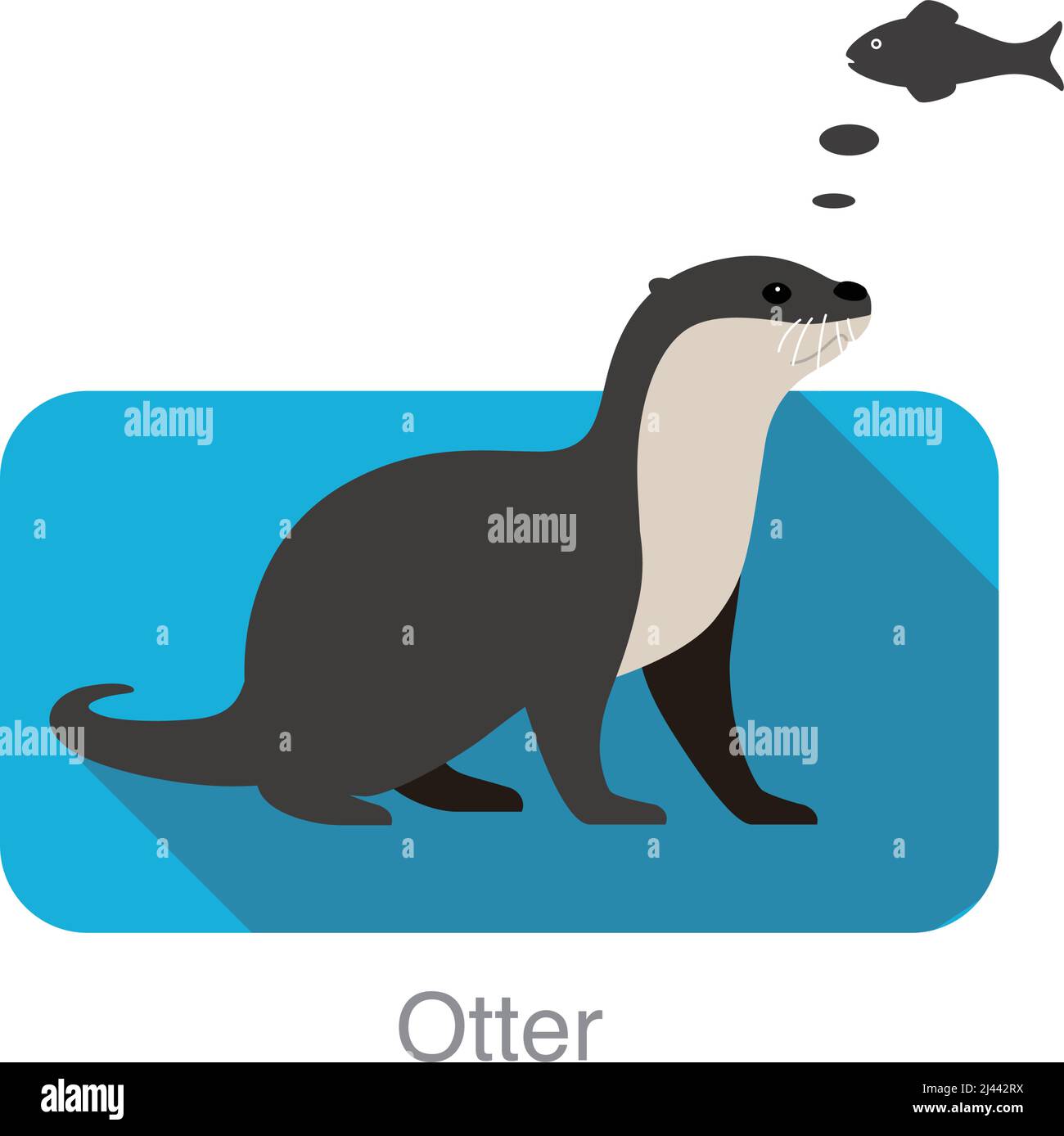 otter will Fisch essen, Vektorgrafik Stock Vektor