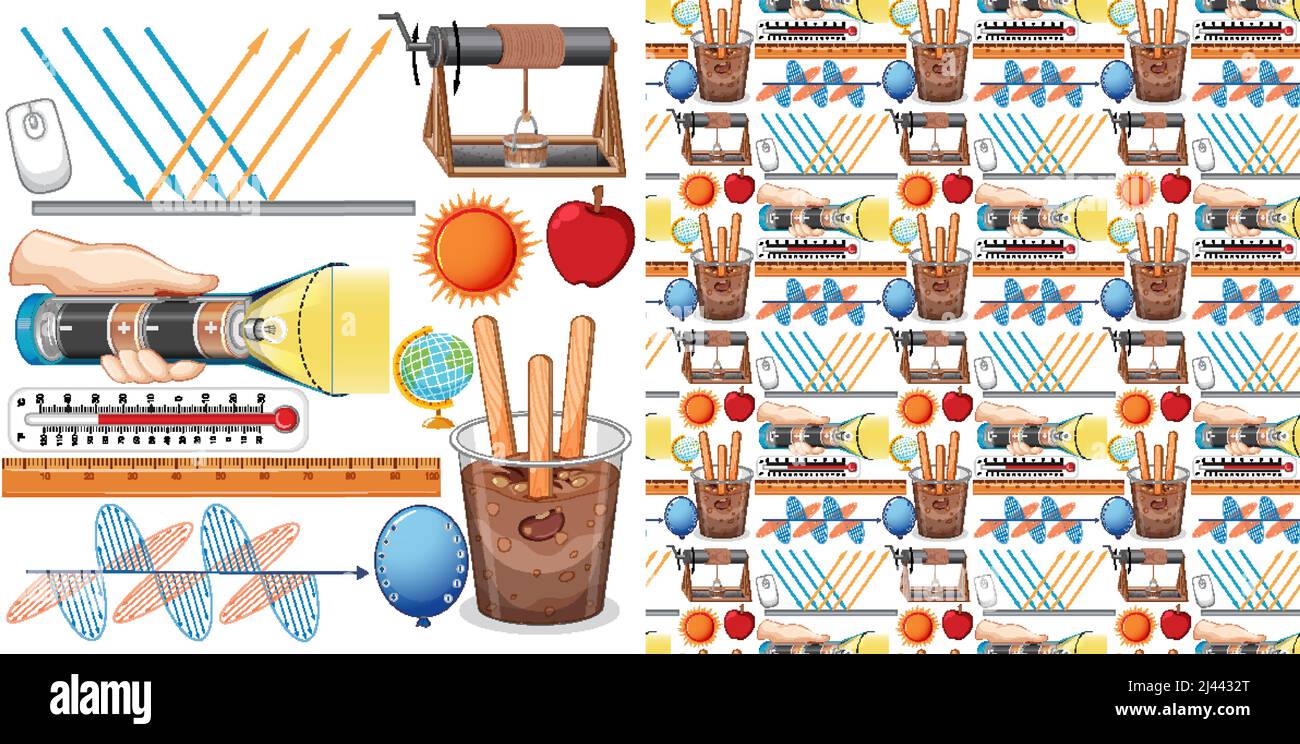 Nahtlose Hintergrund mit Wissenschaft Ausrüstungen Illustration Stock Vektor