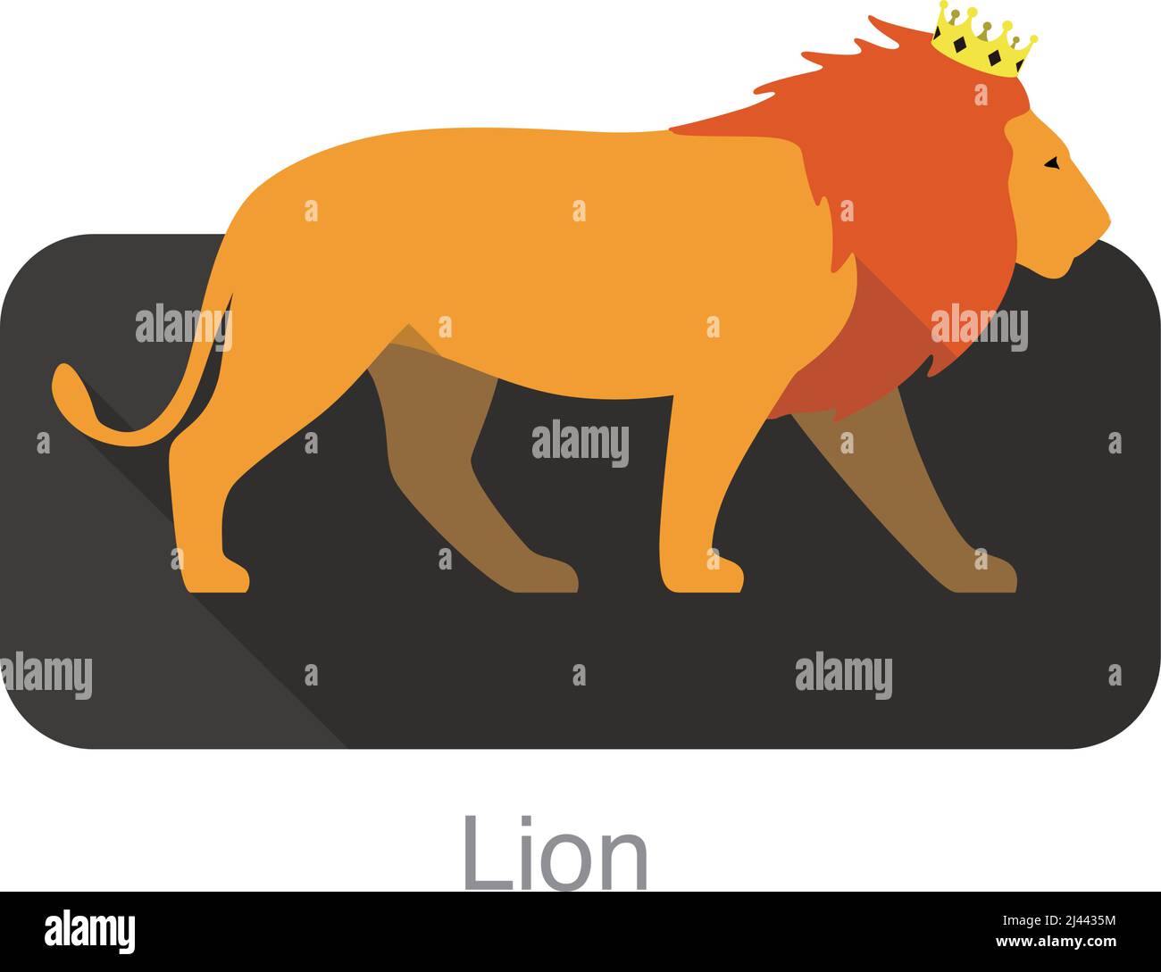 Löwe trägt eine Krone und geht, Vektor-Illustration Stock Vektor