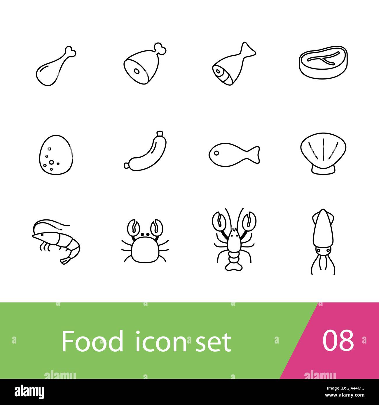Supermarkt Fleisch Icon Set Design, Vektor-Illustration Stock Vektor