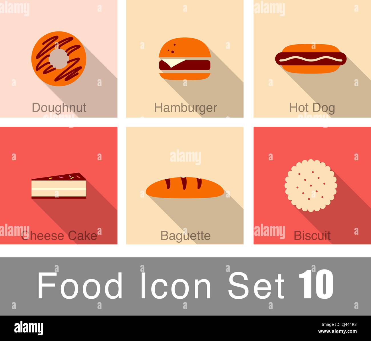 Backwaren Icon Set, Brot, Keks Snack Icon Set Design, Vektor-Illustration Stock Vektor