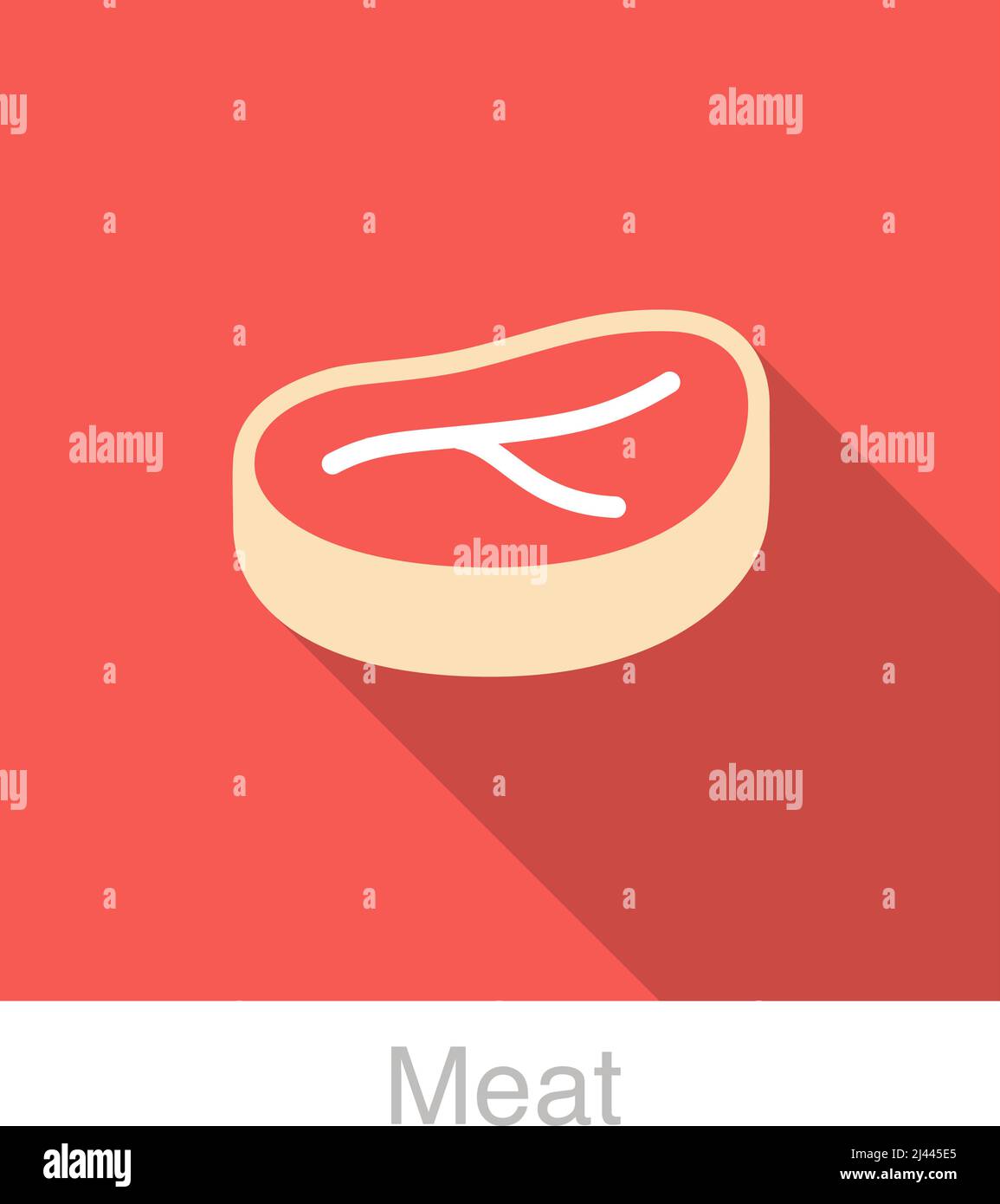 Vektorgrafik für flache Fleischgerichte mit Symbolen Stock Vektor
