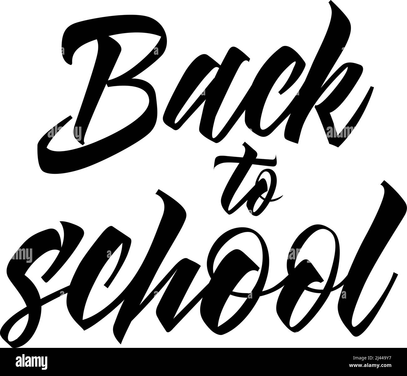 Zurück zur Schule Schriftzug in schwarzer Farbe. Kreative Beschriftung in Fettdruck. Handgeschriebener Text, Kalligraphie. Kann für Grußkarten, Poster, Flyer verwendet werden Stock Vektor