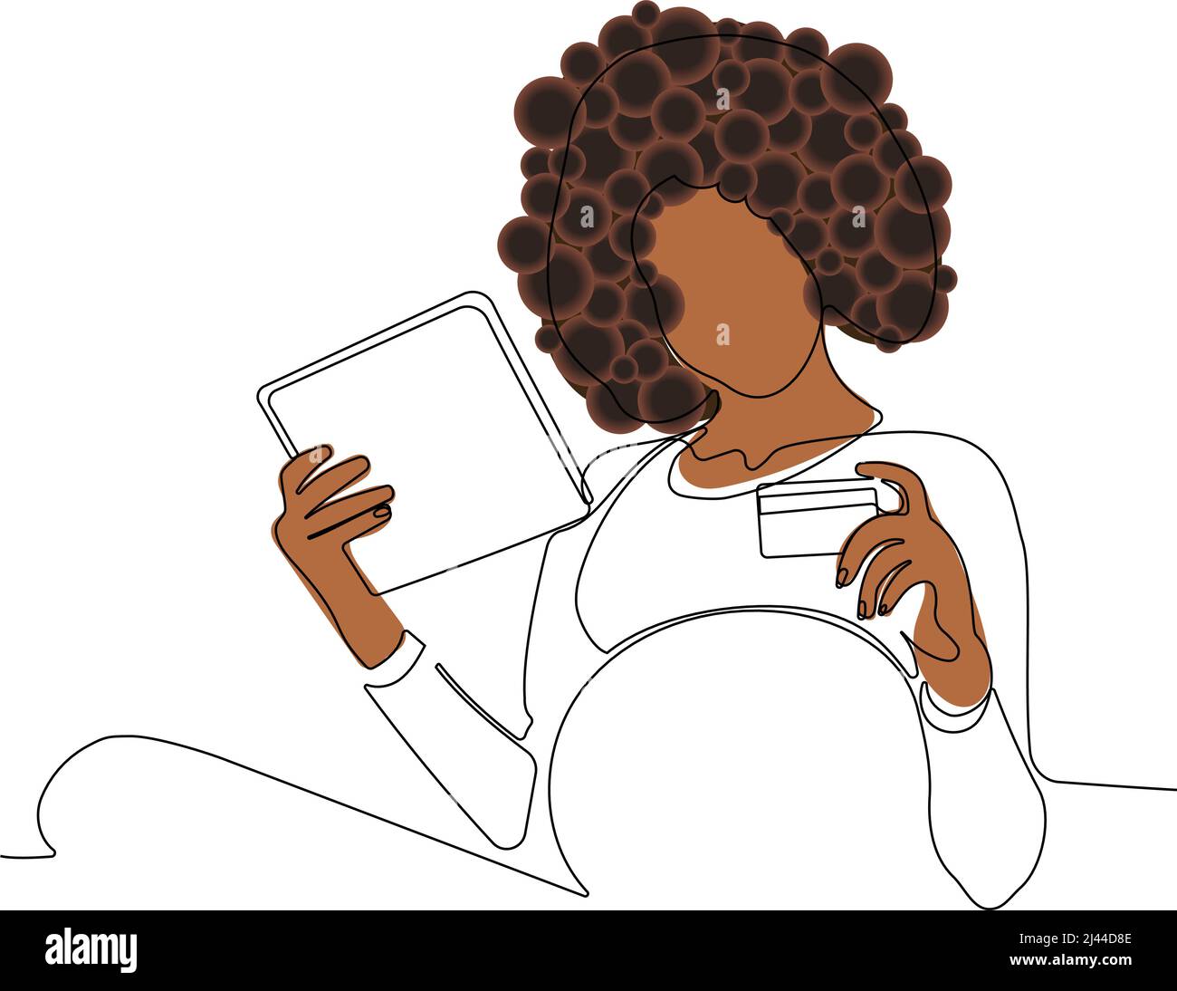 Afro american Woman Linienzeichnung Vektor. Schwanger Frau und Mutterschaft Line Art Stock Vektor