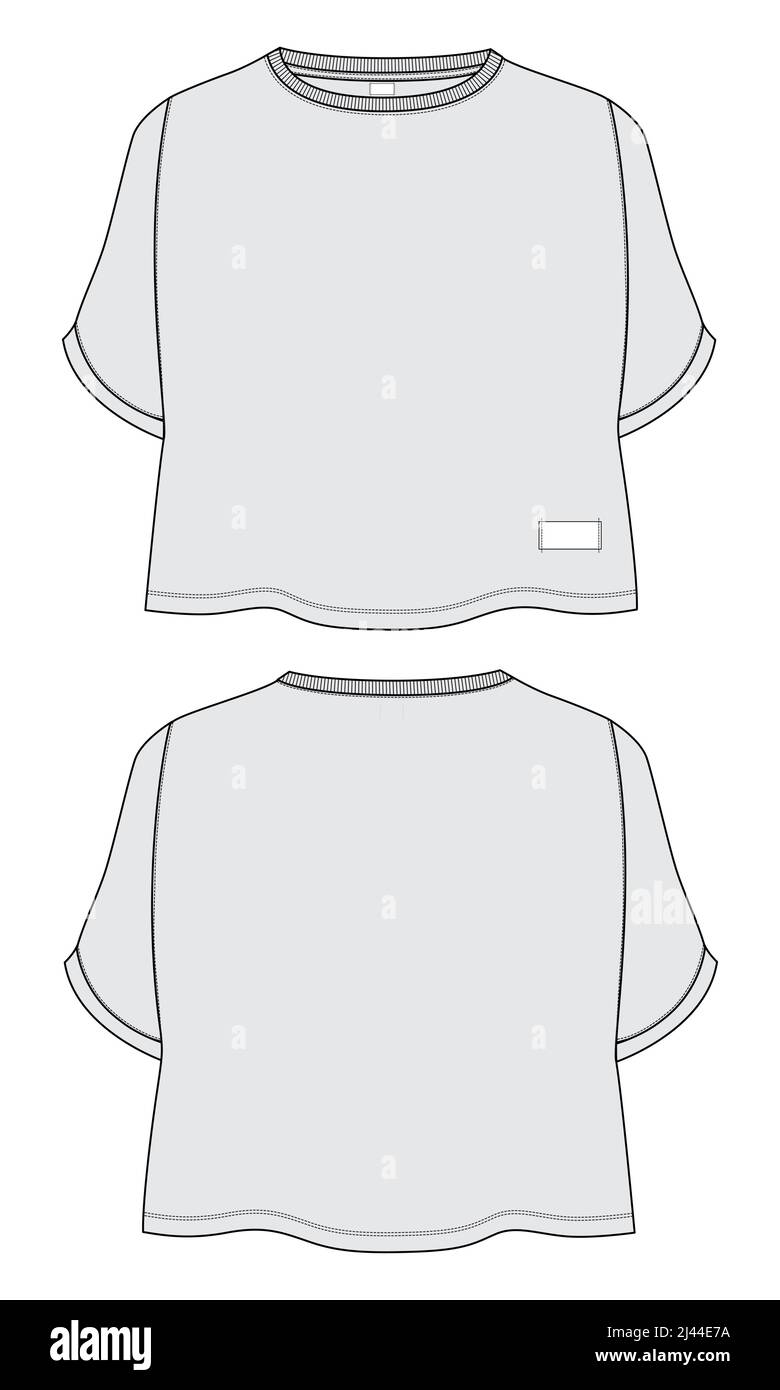 Kurzarm T-Shirt Kleid Design technische Mode flache Skizze Vektor Illustration Vorlage für Baby Mädchen und Damen. Mode aus Baumwollgewebe im Nachbau Stock Vektor