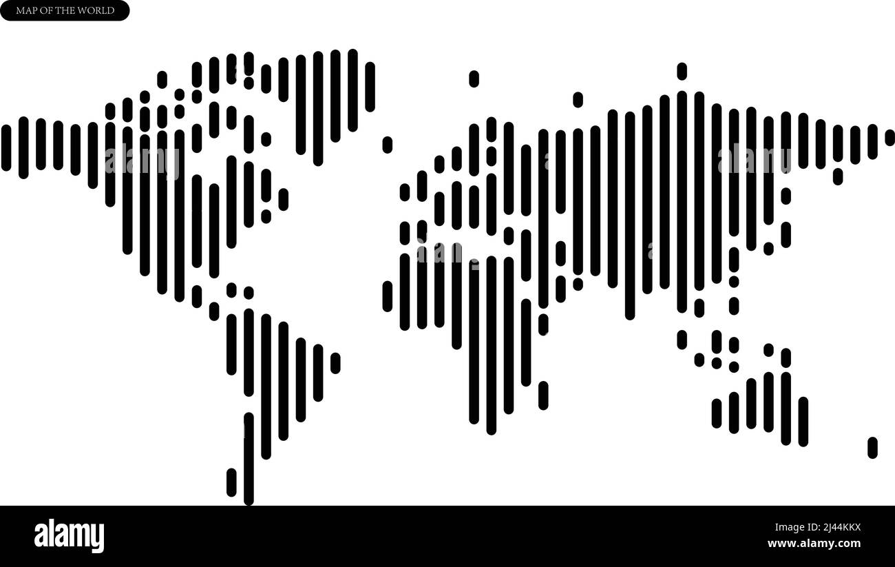 Einfache vertikale Linie Karte der Welt, Vektor weißen Hintergrund Stock Vektor