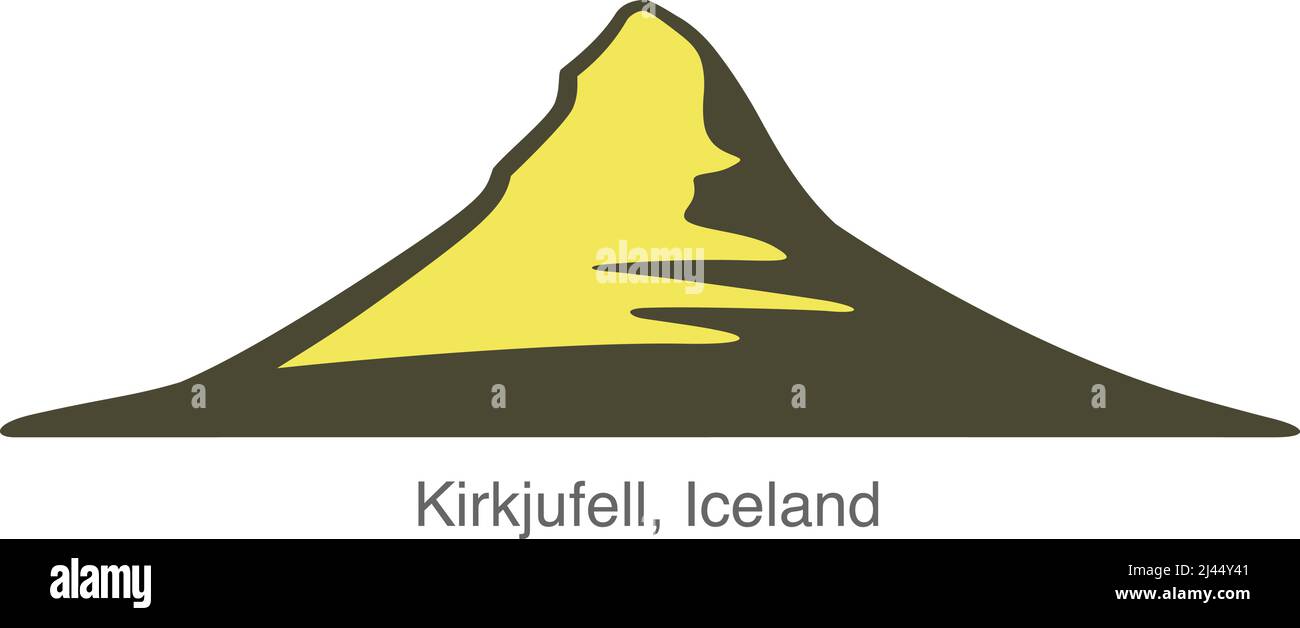 Kirkjufell, Island, Wahrzeichen flache Icon-Design, Vektor Stock Vektor