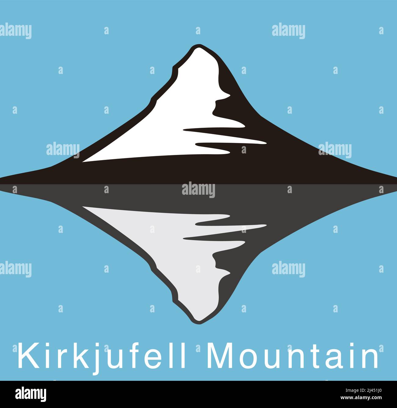Kirkjufell, Island, Wahrzeichen flache Icon-Design, Vektor Stock Vektor