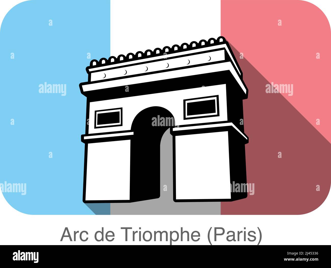Arc de Triomphe berühmtes Wahrzeichen flaches Icon-Design, berühmter landschaftlicher Ort Stock Vektor