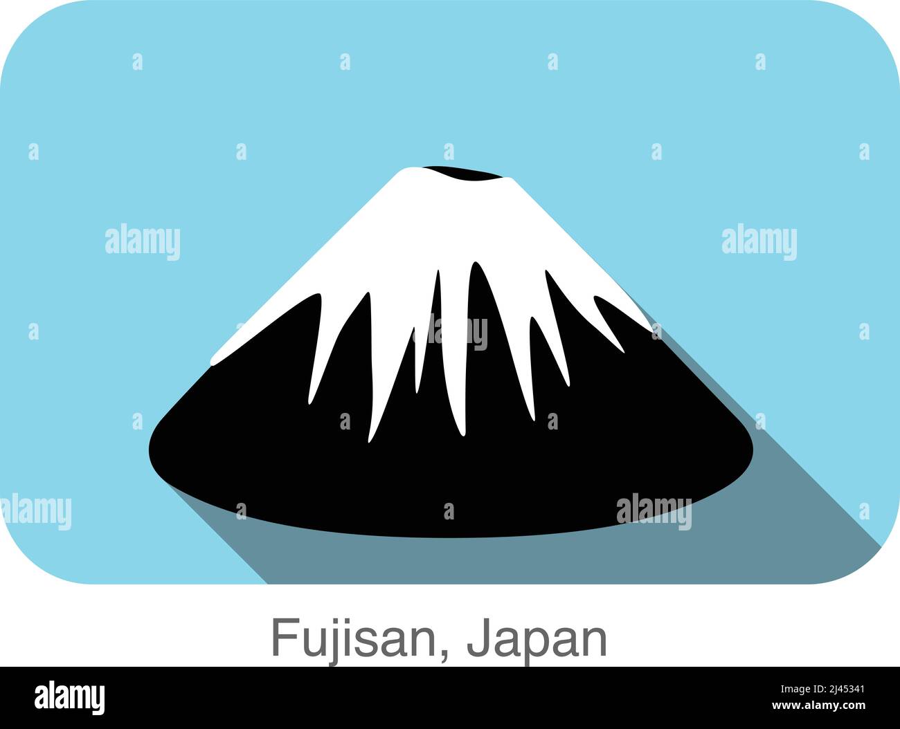 Fujisan, Japan berühmtes Wahrzeichen flaches Icon-Design Stock Vektor