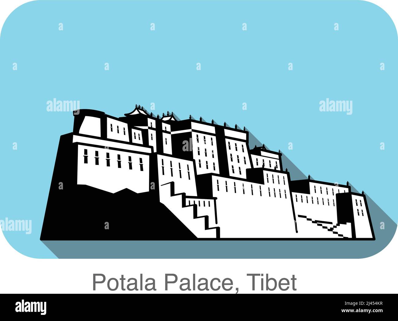 Potala Palast. Berühmtes Wahrzeichen der Welt-Serie Stock Vektor