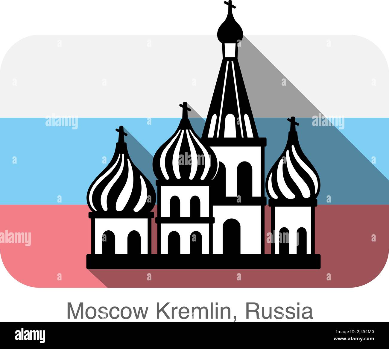 Kreml Silhouetta, Wahrzeichen Seriers, Hintergrund ist russische Nationalflagge Stock Vektor