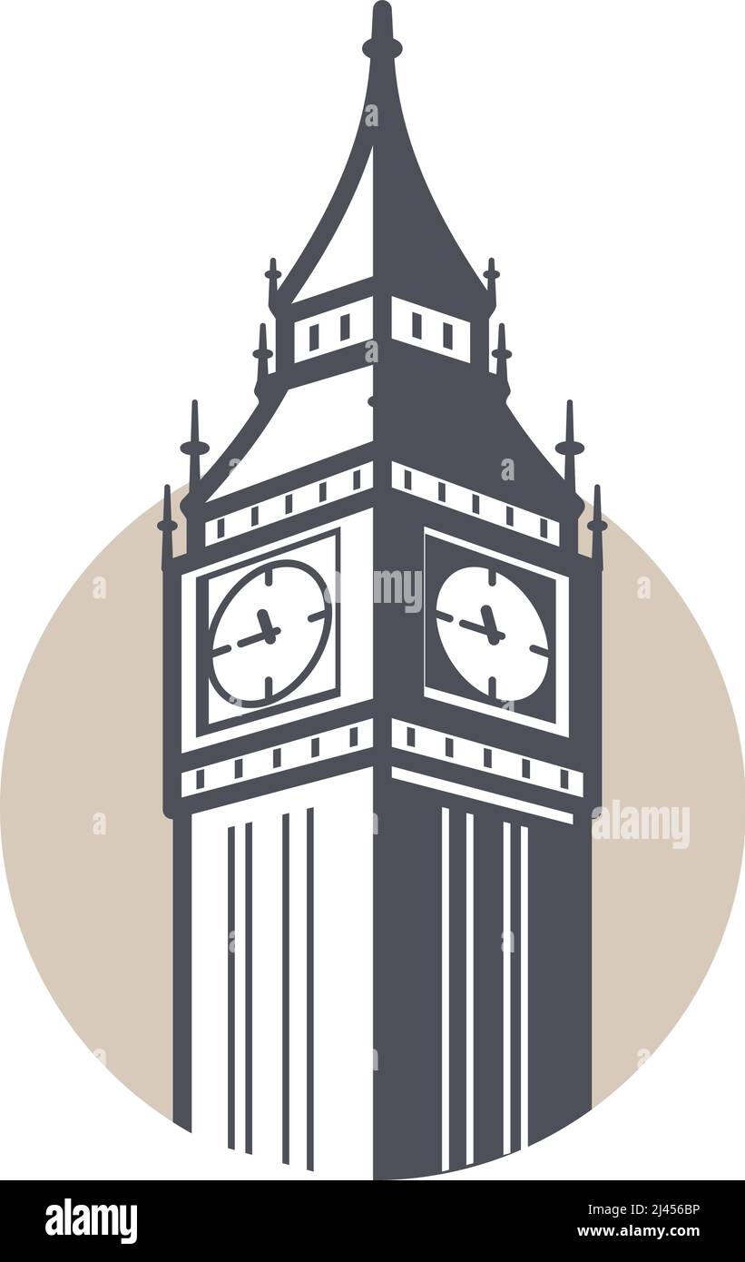 Big Ben, London, Wahrzeichen flache Icon-design Stock Vektor