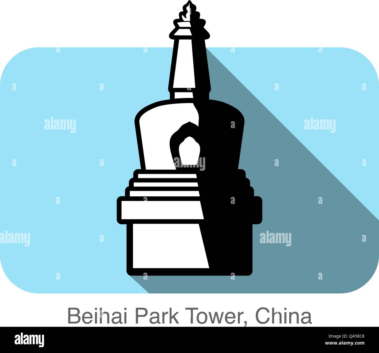 Weiße Turm der Beihai-Park, China, Wahrzeichen der Welt Stock Vektor