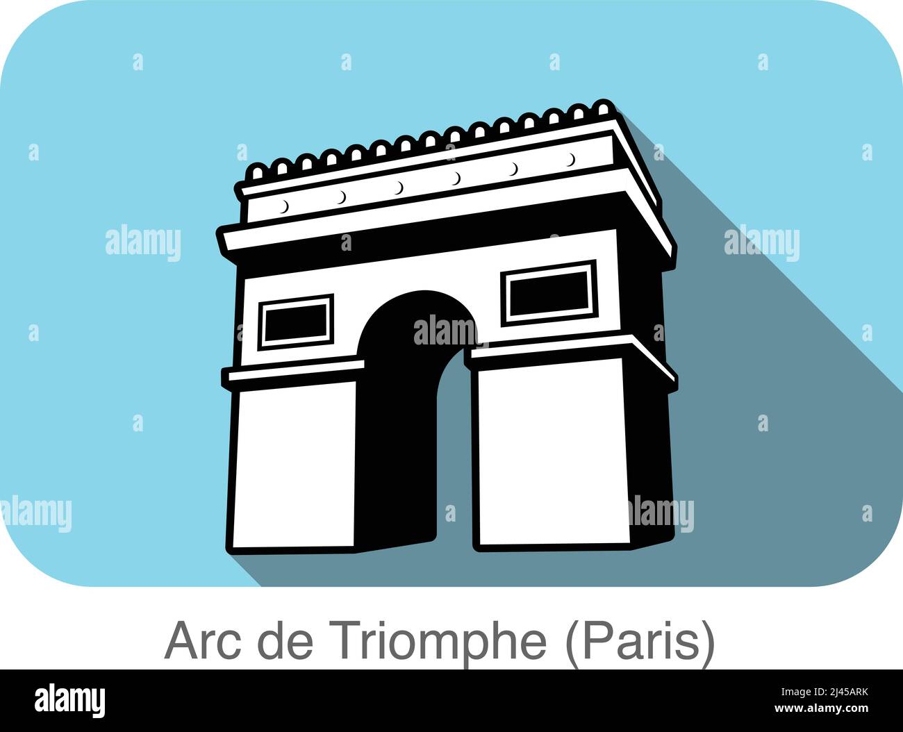 Arc de Triomphe berühmtes Wahrzeichen flaches Icon-Design, berühmter landschaftlicher Ort Stock Vektor