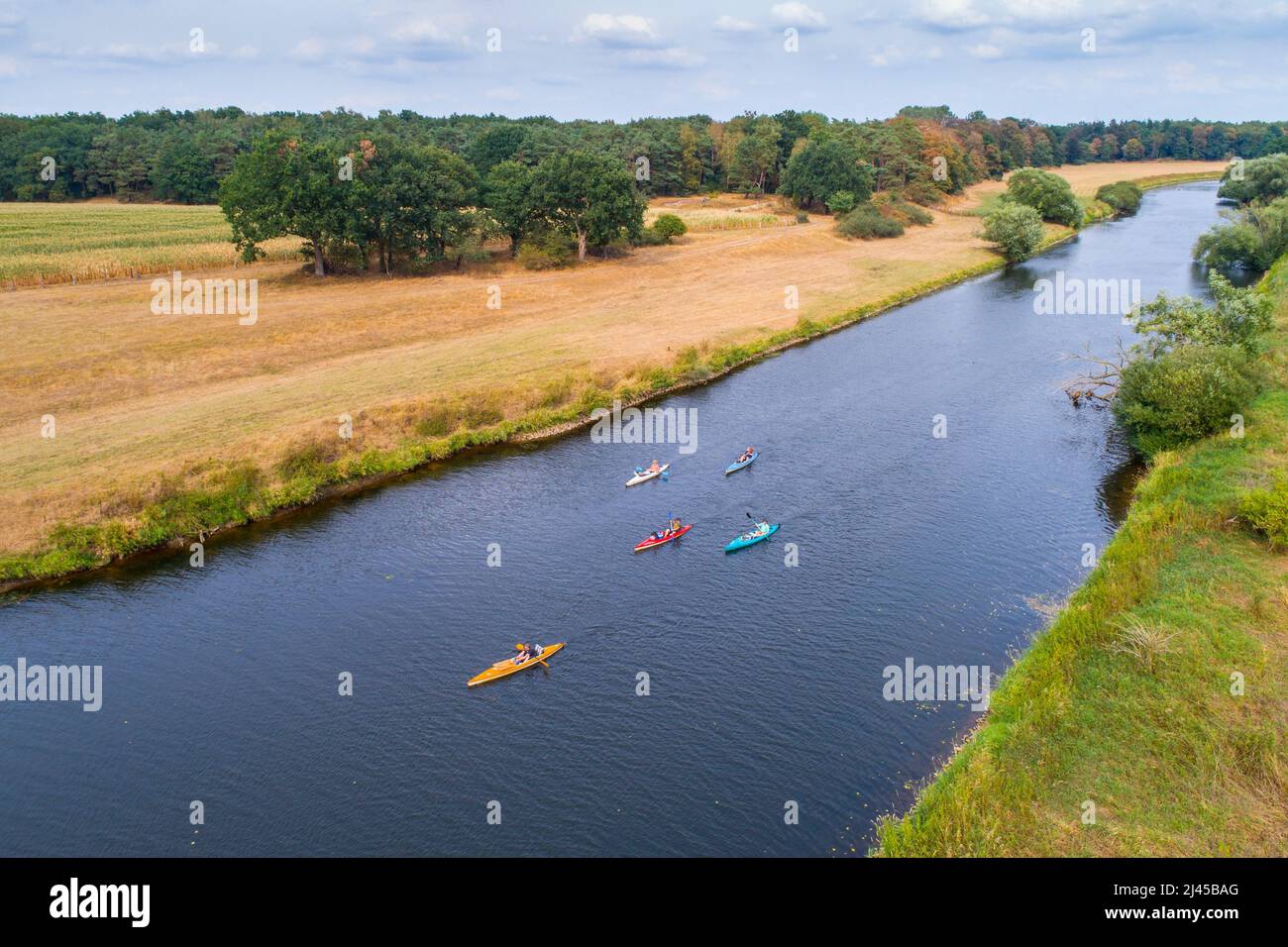 Luftbildaufnahme, Fluss Ems, bei Lingen, Niedersachsen, Stockfoto