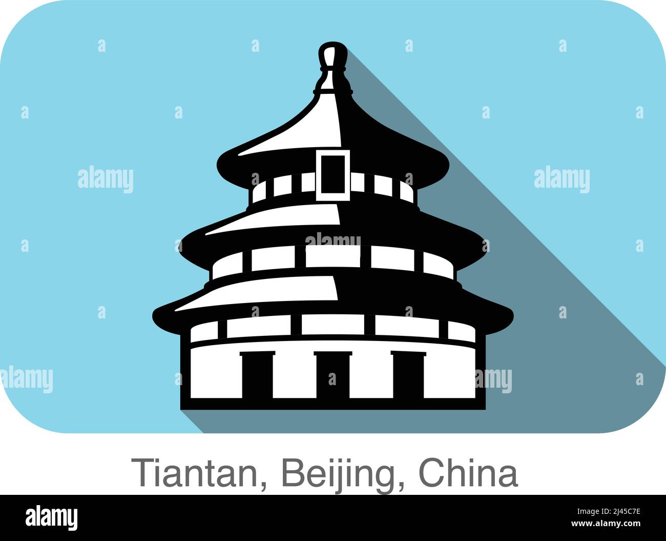 Tiantan, Himmelstempel. Berühmtes Wahrzeichen der Welt-Serie, berühmter landschaftlicher Ort Stock Vektor