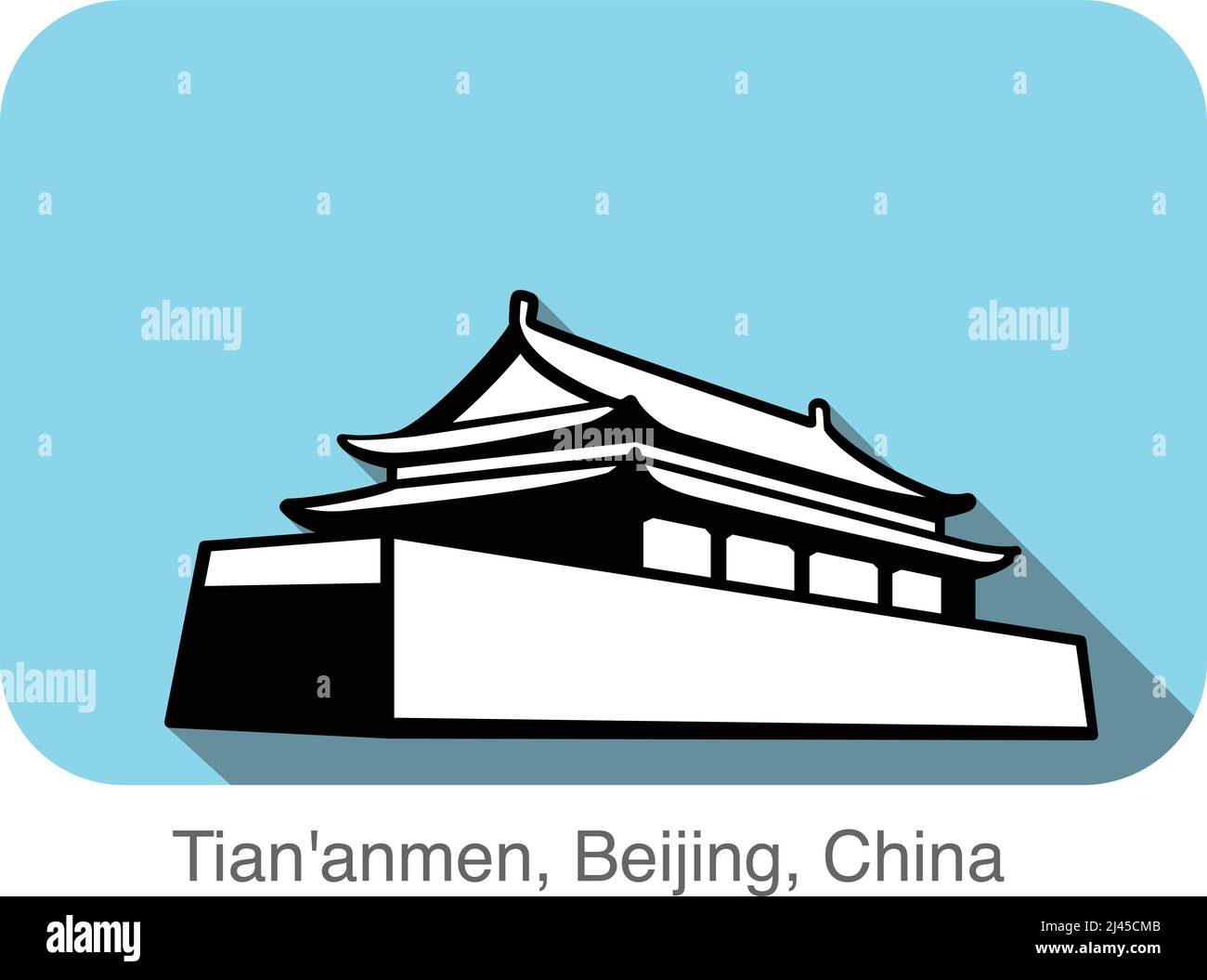 Tiananmen-Gebäude. Berühmtes Wahrzeichen der Welt-Serie, berühmter landschaftlicher Ort Stock Vektor